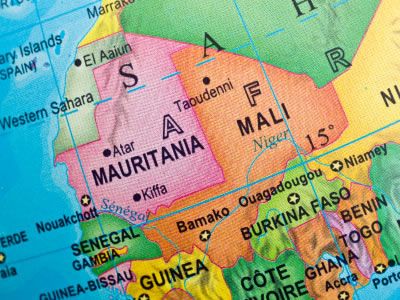 Map of Mauritania and surrounding region