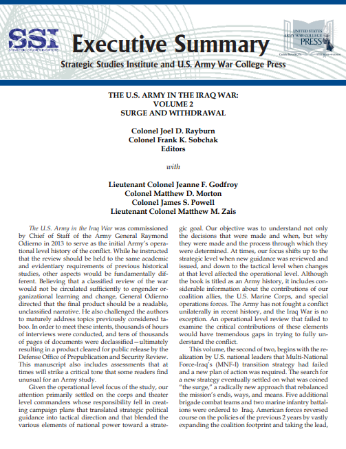 Executive Summary: The U.S. Army in the Iraq War, Vol. 2