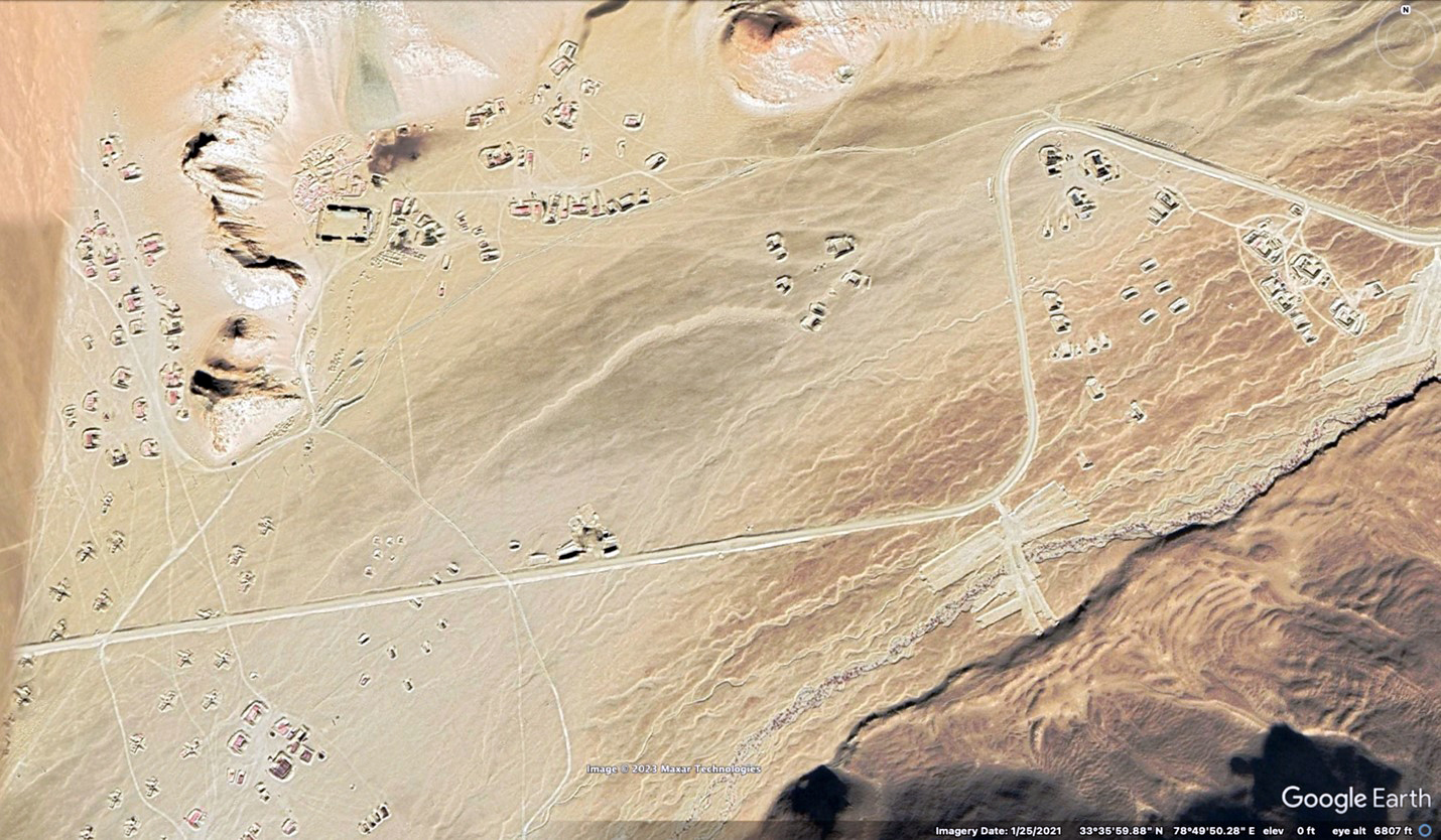 PLA positions in Spanggur Gap (only partial coverage of area available), January 2021