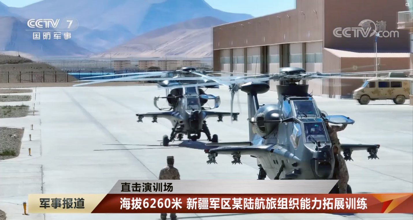 Z-10 Attack helicopters operating out of an airfield at Shiquanhe Z-10 Attack helicopters operating out of an airfield at Shiquanhe