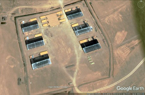 Likely new border defense company at Binglianshan/Snow Lotus Mountain, composed primarily of prefabricated shelters, August 2022
